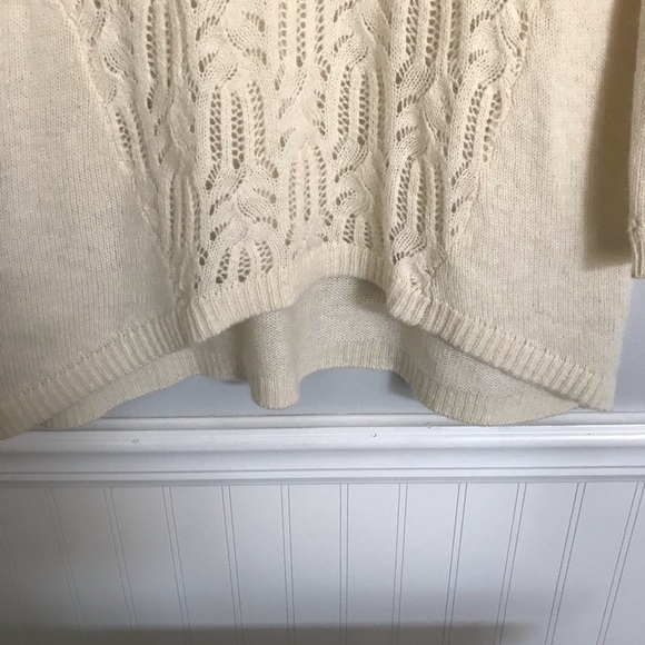 Sundance Lambswool Alpaca Winterfrost Pointelle Knit Crochet Sweater - Picture 3 of 6